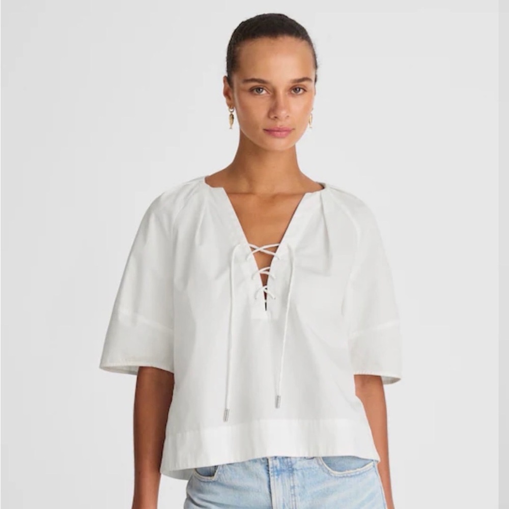 Madewell Poplin Lace-Up blouse